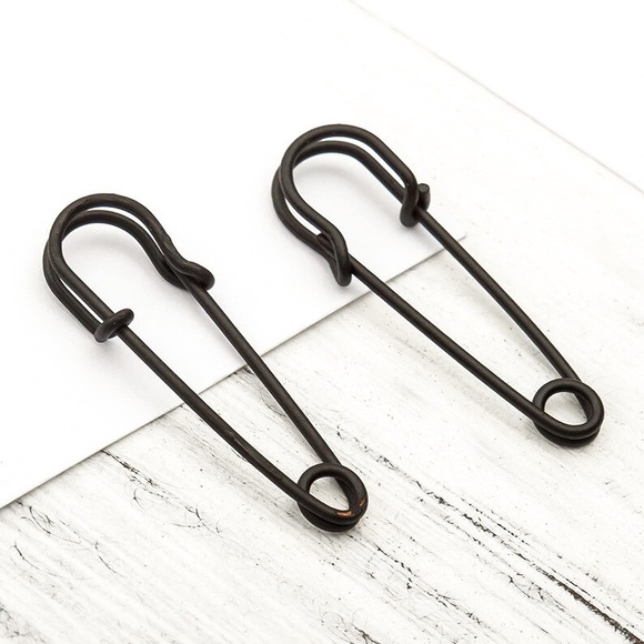 2/$20! Black Safety Pin Earrings - Picture 3 of 8